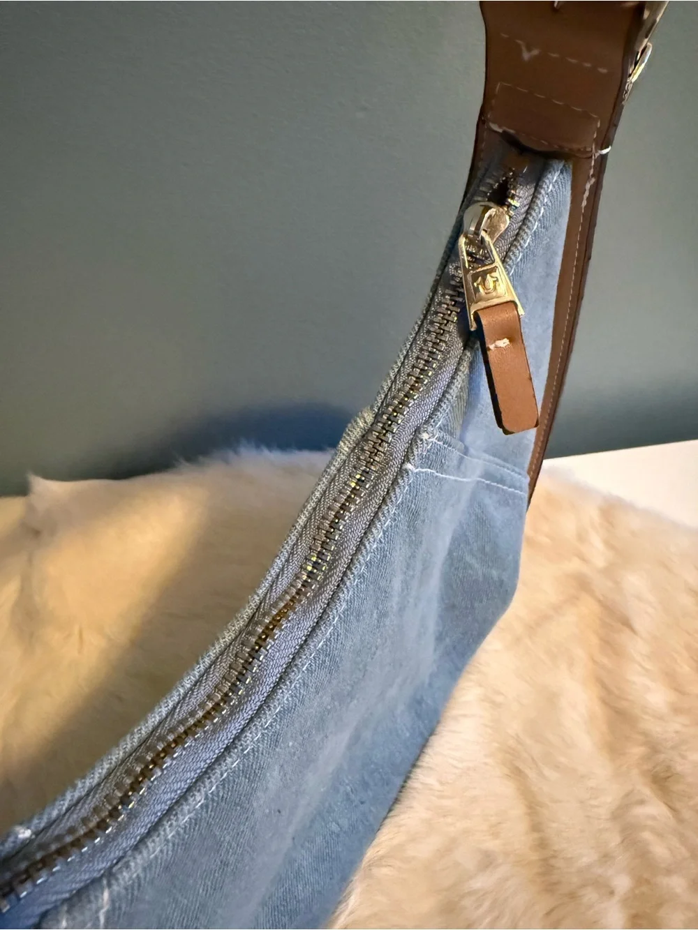 True Religion Metal Horseshoe Denim Hobo